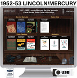 1952-1953 Lincoln Mercury Shop Manuals, Sales Data & Parts Books on USB
