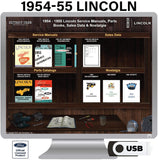 1954-1955 Lincoln Shop Manuals, Sales Data & Parts Books on USB