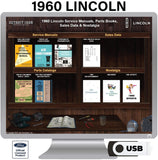 1960 Lincoln Shop Manuals, Sales Data & Parts Books on USB