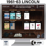 1961-1963 Lincoln Service Manuals, Sales Data & Parts Books on USB