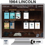 1964 Lincoln Service Manuals, Sales Data & Parts Books on USB