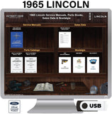 1965 Lincoln Service Manuals, Sales Data & Parts Books on USB
