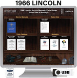 1966 Lincoln Service Manuals, Sales Data & Parts Books on USB