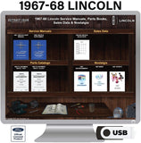 1967-1968 Lincoln Service Manuals, Sales Data & Parts Books on USB