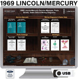 1969 Ford Lincoln Mercury Shop Manuals, Wiring Diagrams, Sales Data & Parts Books on USB