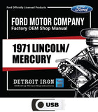 1971 Ford Lincoln Mercury Shop Manuals Wiring Diagrams Sales Parts Books on USB