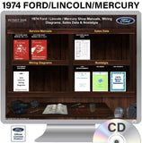 1974 Ford Lincoln Mercury Shop Manuals, Sales Data & Wiring Diagrams on USB