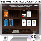 1966 Mustang Falcon Fairlane Shop Manuals, Sales Literature & Parts Books on USB