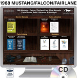 1968 Mustang Falcon Fairlane Shop Manuals, Sales Literature & Parts Books on USB