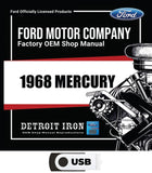 1968 Mercury Shop Manuals, Sales Data & Parts Books on USB