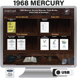 1968 Mercury Shop Manuals, Sales Data & Parts Books on USB