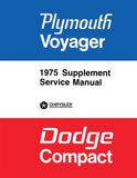 1975 Plymouth Voyager & Dodge Compact Van Service Manual Supplement
