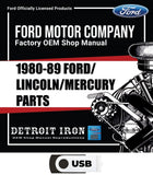 1980-1989 Ford/Lincoln/Mercury Parts Manuals (Only) on USB