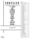 1967 Chrysler Car Body & Chassis Parts Catalog - Text and Illustrations
