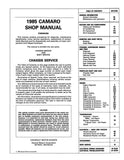 1985 Chevrolet Camaro Shop Manual (Chassis & Body) Include 11x26 Wiring Diagrams