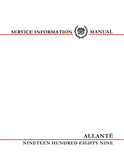 1989 Cadillac Allante Shop Manual