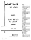 1963 - 1968 Dodge Truck Parts Catalog Book