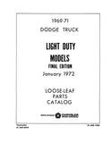 1969 - 1971 Dodge LD Truck and Van Parts Catalog Book