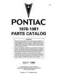 1976 - 1981 Pontiac Chassis and Body Parts and Illustrations Catalogs