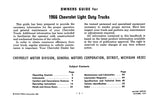 1966 Chevy Truck 10-30 Owner's Manual