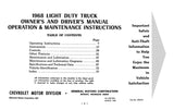 1968 Chevy Truck 10-30 Owner's Manual
