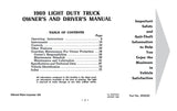 1969 Chevy Truck 10-30 Owner's Manual