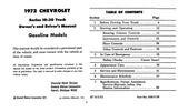 1972 Chevy Truck 10-30 Owner's Manual