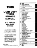 1986 GMC Light Duty Truck Service Manual (C,K,G,P Series & Jimmy)