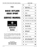1965 Buick Skylark Gran Sport Shop Manual Supplement