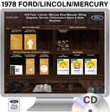 1978 Ford Lincoln Mercury Shop Manuals, Sales & Wiring Diagrams / Specs on USB