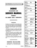 1956 Dodge Passenger Car Service Manual - Coronet, Royal, Custom Royal