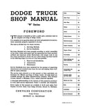 1941 - 1947 Dodge Truck W Series Shop Manual