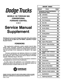 1973 Dodge Truck 100-800 Shop Manual Supplement