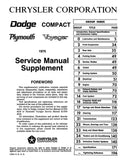1975 Plymouth Voyager & Dodge Compact Van Service Manual Supplement