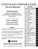 1980 Dodge 150-400 Truck, Ramcharger, Trail Duster, Shop Manual