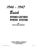 1946 - 1947 Buick Convertible Hydro-Electric Power System Supplement