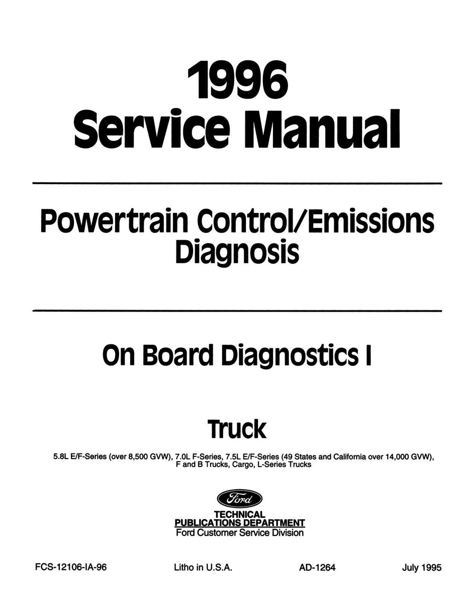 1996 Ford OBDI Powertrain Control Emissions Diagnosis Service Manual