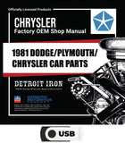 1981 Dodge / Plymouth / Chrysler Parts Manuals (Only) on USB