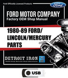1980-1989 Ford/Lincoln/Mercury Parts Manuals (Only) on USB
