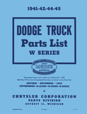 1941-1945 Dodge Truck Parts List - W Series