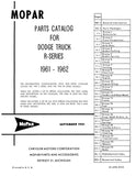 1961 - 1962 Dodge Pickup and Truck Parts Catalog Book