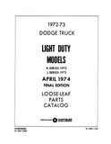 1972 - 1973 Dodge LD / MD / HD Truck Dealer Parts Catalog Book
