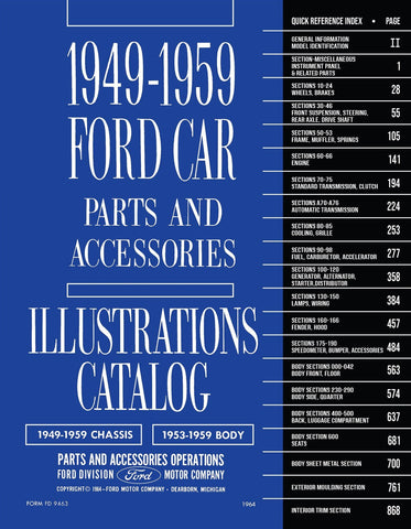 1949-1959 Ford Car Parts & Accessories Text and Illustrated Catalog - 2 Volume Set
