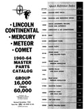 1960 - 1964 Lincoln Mercury Master Parts Catalog