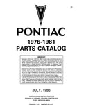 1976 - 1981 Pontiac Chassis and Body Parts and Illustrations Catalogs