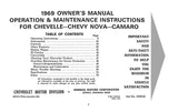 1969 Chevrolet Camaro Chevelle Nova Owner's Manual - COLOR