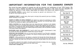 1970 Chevrolet Camaro Owner's Manual - COLOR