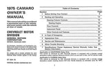 1975 Chevrolet Camaro Owner's Manual