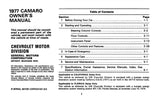 1977 Chevrolet Camaro Owner's Manual