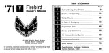 1971 Pontiac Firebird, Esprit, Formula, Trans Am Owner's Manual